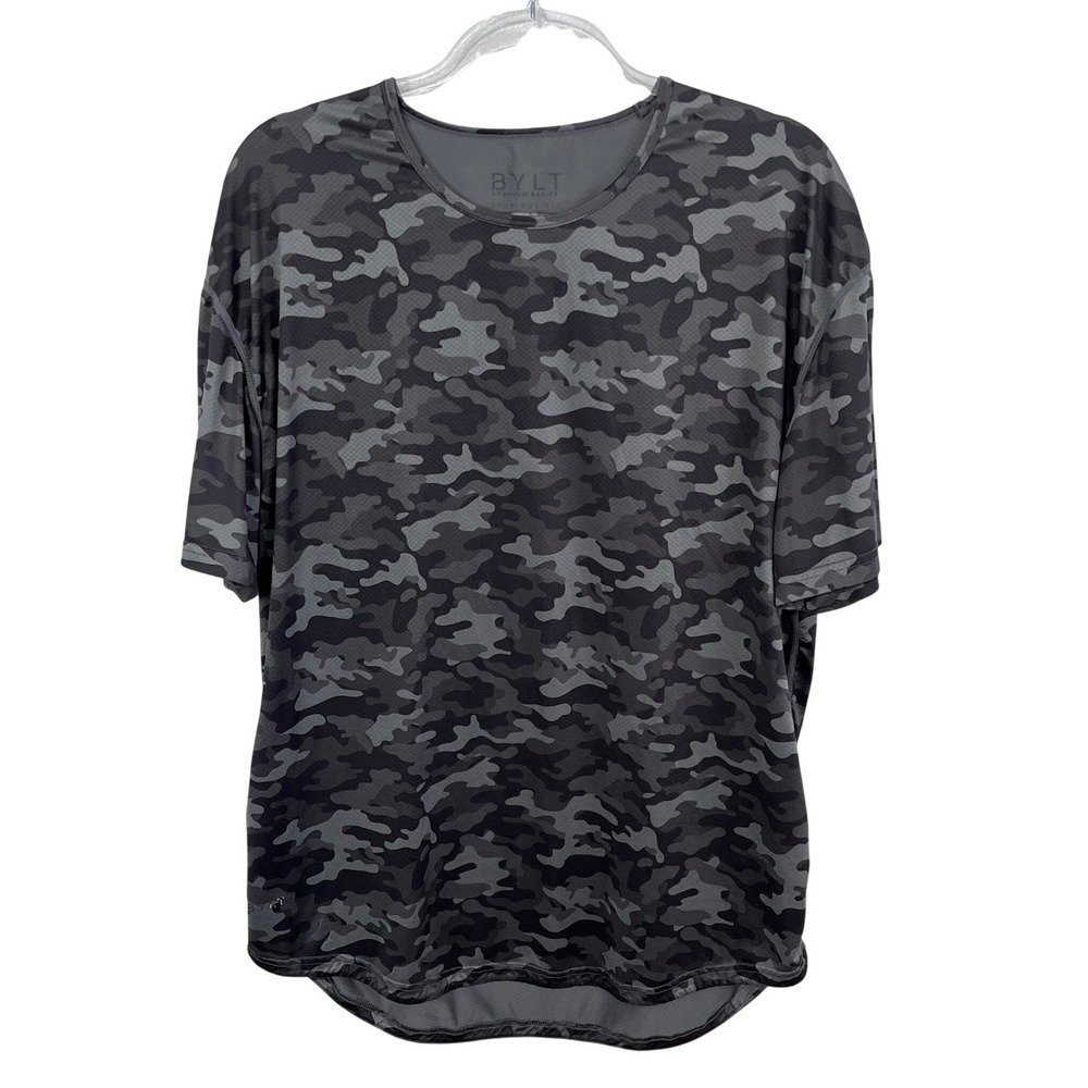 Bylt Drop-Cut style Short Sleeve Gray-Charcoal Camo Shirt‎ in Size XL